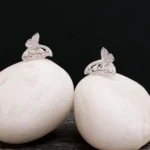 Full display of Butterfly Wing Pearl Stud Earrings 925 Silver