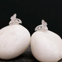 Full display of Butterfly Wing Pearl Stud Earrings 925 Silver