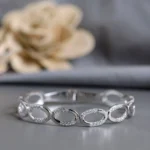Full display of Dual Finish CZ Link Bracelet 925 Silver