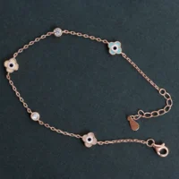 Full length close up of Floral Evil Eye Bracelet 925 Silver