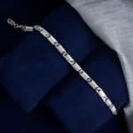 Full length view of Textured Bold Link Bracelet 925 Silver