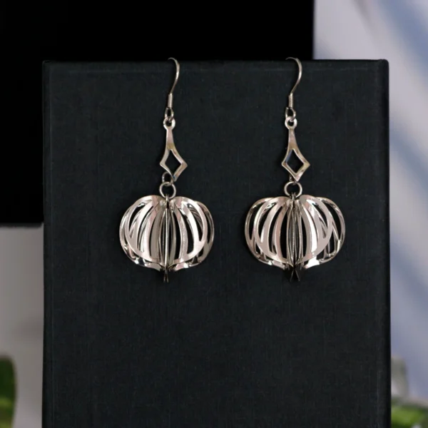 Full view of Cage Drop Earrings 925 Silver