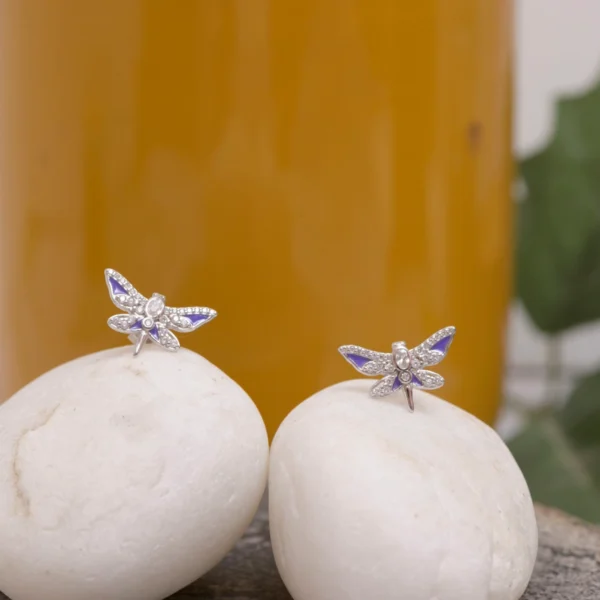 Full view of Dragonfly Stud Earrings 925 Silver