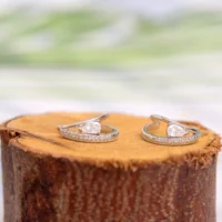 Full view of Pear Wrap Half Hoops 925 Silver