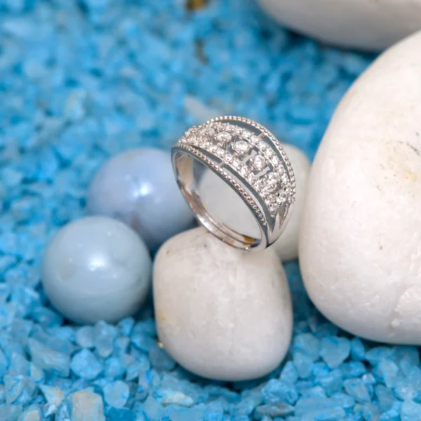 Full view of Triple-Row Crossover Ring 925 Silver
