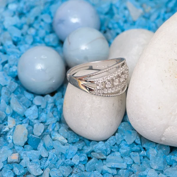 Left side view of Triple-Row Crossover Ring 925 Silver