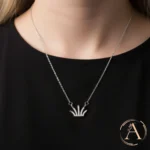 Model wearing Mini Crown Tiara Necklace – 925 Silver