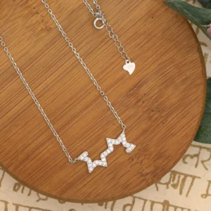 Pendant and lock display of Pave Star Zigzag Necklace 925 Silver