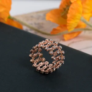 Ring shape view of Rose Gold Convertible Ring Bracelet 925 Silver