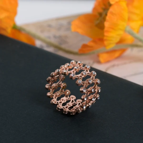 Ring shape view of Rose Gold Convertible Ring Bracelet 925 Silver