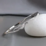 Side slant view showing the centerpiece of Sparkling Leaf Bracelet 925 Silver