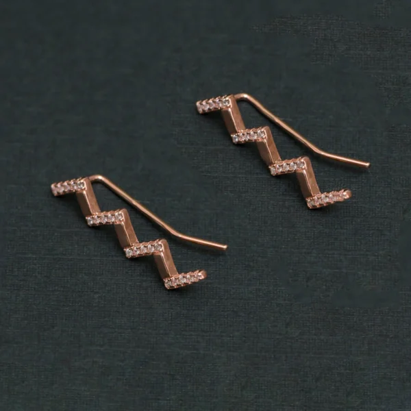 Side view of Rose Gold Zigzag Ear Climbers 925 Silver