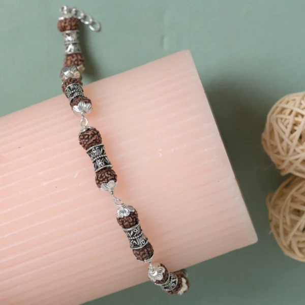 Side view of Rudraksha Shree Engraving Bracelet 925 Silver
