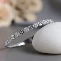Slanting front view of Alternating Pave Circle Kada 925 Silver