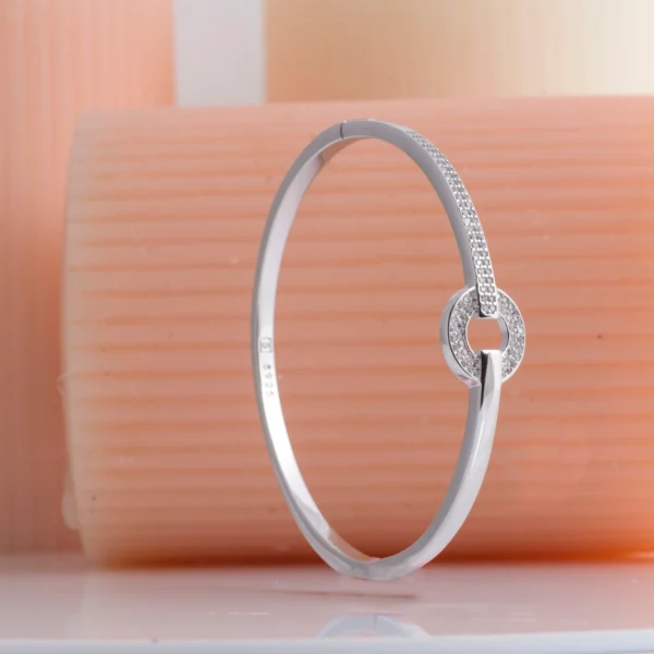 Standing view of Brilliant Pave Circle Kada 925 Silver