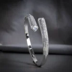 Standing view of Geometric Pave Cuff Kada 925 Silver