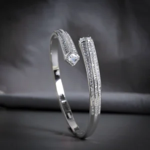 Home 56 Geometric Pave Cuff Kada – 925 Silver