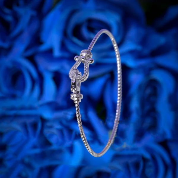 Standing view of Twisted Horseshoe Kada 925 Silver