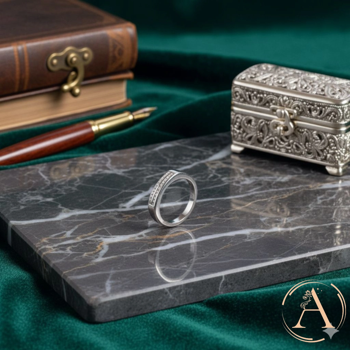 Dual Line CZ Band Ring for Men – 925 Silver 1 Side view of Dual Line CZ Band Ring for Men 925 Silver