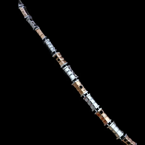 Close up of Artistic Dual-Tone Mosaic Chain Rose Gold and Silver