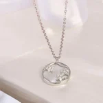 Close up of Celestial Starry Night MOP CZ Necklace 925 Silver