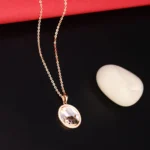 Close up of Charming Rose Gold Ladybug Mother of Pearl Necklace 925 Silver