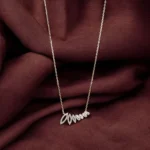 Close up of Dainty Marquise CZ Leaf Cluster Necklace 925 Silver