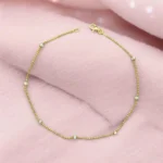 Close up of Elegant Dual-Tone Ball Station Anklets 925 Silver