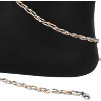 Close up of Elegant Dual-Tone Braided Anklets 925 Silver