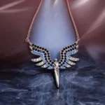 Close up of Majestic Pave CZ Phoenix Necklace 925 Silver