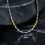 Close up of Modern Dual-Tone Statement Chain 925 Silver and Gold Finish
