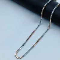 Close up of Modern Rose Gold Dual-Tone Box Chain 925 Silver