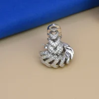 Close up of Sculptural Pave Huggie Hoop Earrings 925 Silver