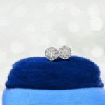 Close up of Sparkling Baguette Flower Cluster Stud Earrings 925 Silver