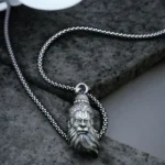 Close up of the locket of Intricate Lord Hanuman Locket with Popcorn Chain 925 Silver