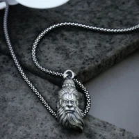Close up of the locket of Intricate Lord Hanuman Locket with Popcorn Chain 925 Silver