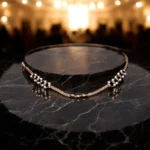 Close up view of Rose Gold Pearl Cluster Filigree Necklace 925 Silver