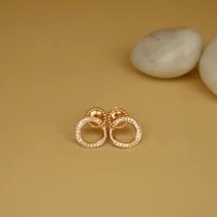 Front view of Rose Gold Interlocking Circle Stud Earrings 925 Silver