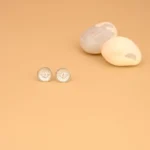 Front view of the Sparkling Pave Dome Stud Earrings 925 Silver