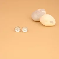 Front view of the Sparkling Pave Dome Stud Earrings 925 Silver