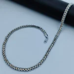 Full length view of Bold Dual-Tone Beaded Box Chain Rose Gold 925 Silver