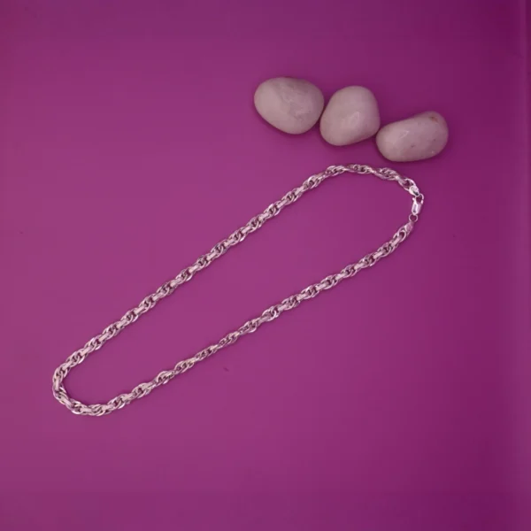 Full length view of Grand Woven Rope Chain with Stardust Stations 925 Silver