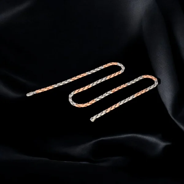 Full length view of Sleek Dual-Tone Kaju Katli Chain 925 Silver