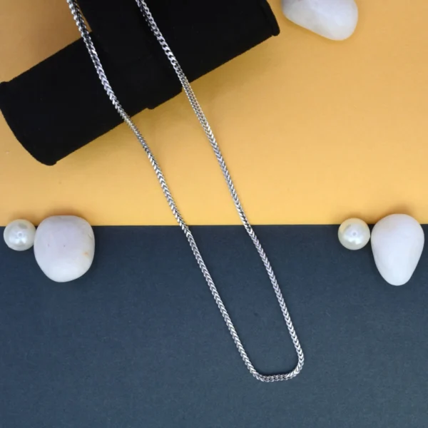 Full length view with locking mehcanism display of The Essential Franco Chain 925 Silver