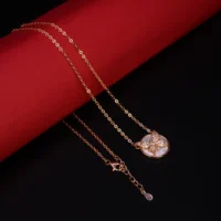 Locket and locking mechanism of Rose Gold Butterfly Mother of Pearl Necklace 925 Silver