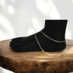 Mannequin leg with anklet on display of Chic Dual-Tone Sparkle-Cut Herringbone Anklets 925 Silver