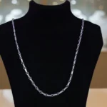 On bust display of Contemporary Bar and Texture Chain 925 Silver
