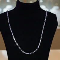 On bust display of Contemporary Bar and Texture Chain 925 Silver