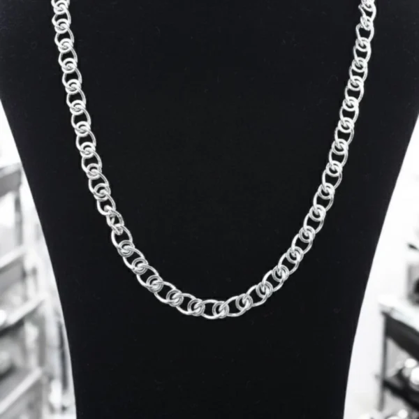 On bust display of Intricate Bismark Link Statement Chain 925 Silver