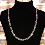 On bust display of Royal Link Statement Chain with Stardust Finish 925 Silver
